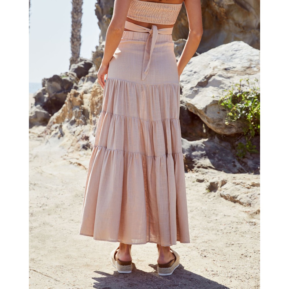Summer Ray Tiered Maxi Skirt - Sand